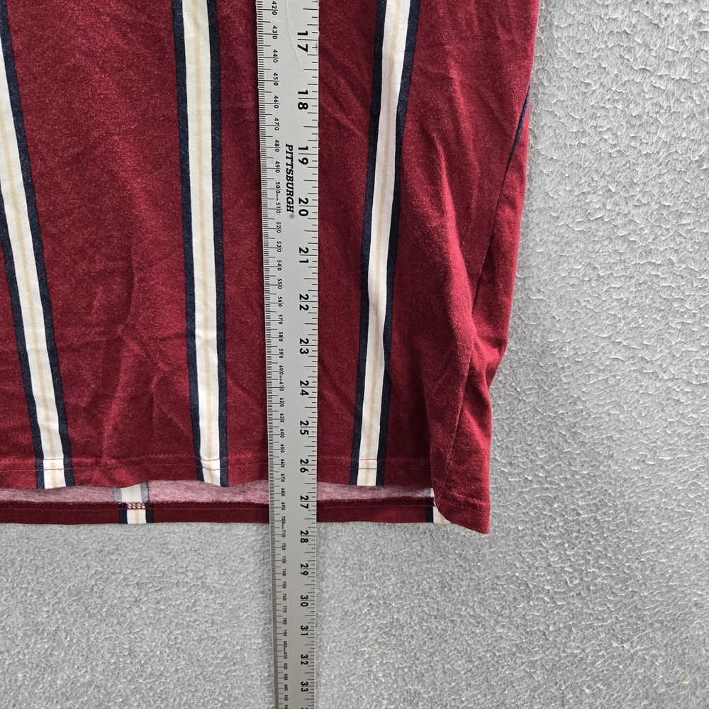 Hollister Men Shirt L Red Striped Hollister Spellout Logo Short Sleeve Embroider - Picture 5 of 9